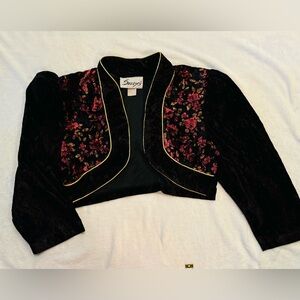 Vintage Velvet embroidered Bolero - Large